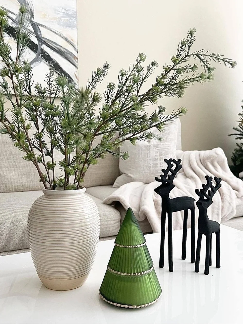 Set of Crate and Barrel White and Black Metal Reindeer